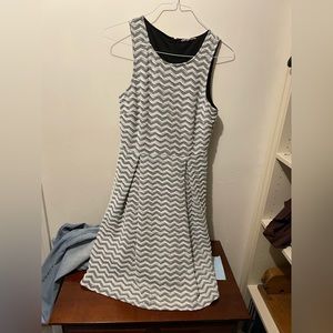Gray and white chevron dress